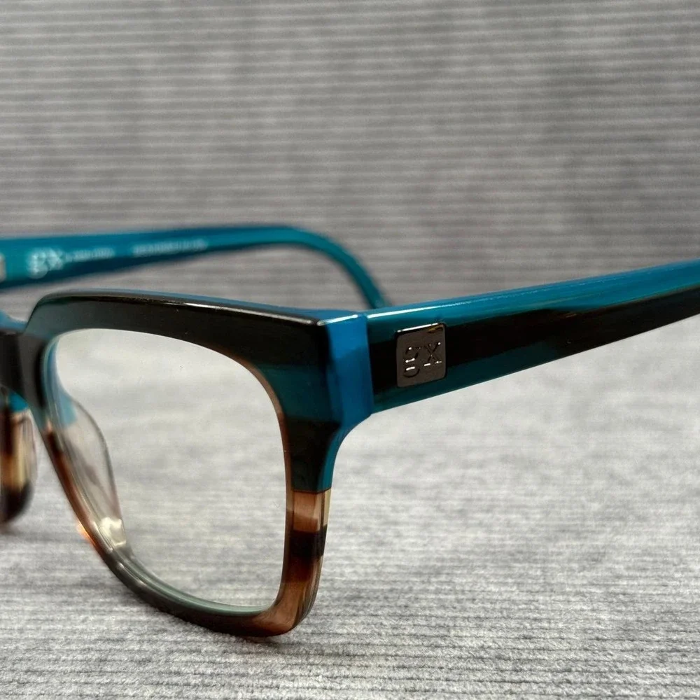 vTEA Teal Brown Square Eyeglass Frames‎ 53-17-140